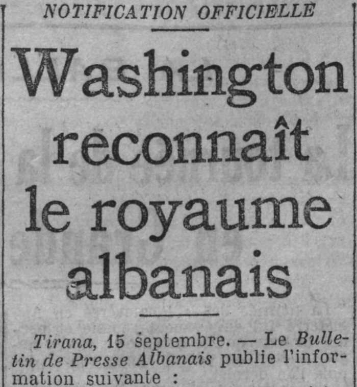 Dokumenti/ Kur Uashingtoni njihte zyrtarisht Mbretërinë shqiptare