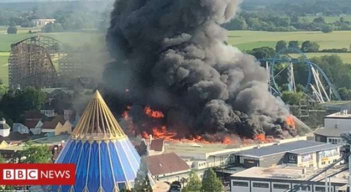 Zjarr gjigant në parkun më të madh të argëtimit në Gjermani