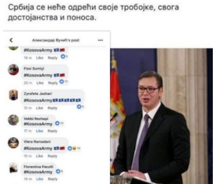 ‘Bombardohet’ profili i Vuçiqit, gjithandej komente me shkrimin Ushtria e Kosovës