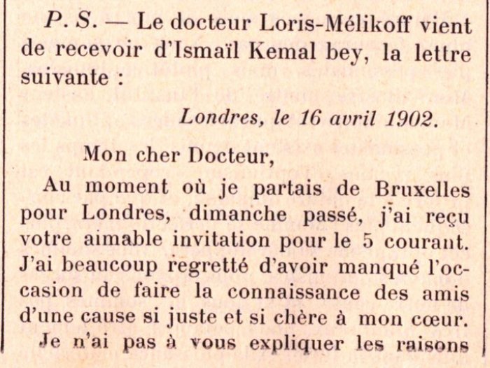 LETRA/ Çfarë i shkruante Ismail Qemali doktorit të tij Loris-Melikoff në prill të 1902