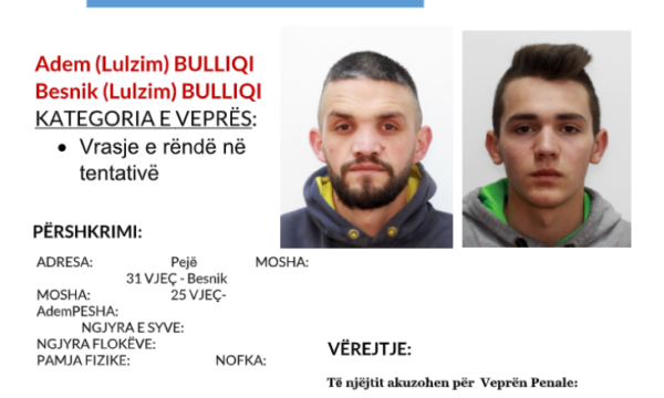 Arrestohen dy vëllezërit nga Peja, ishin në kërkim nga policia për vrasje në tentativë