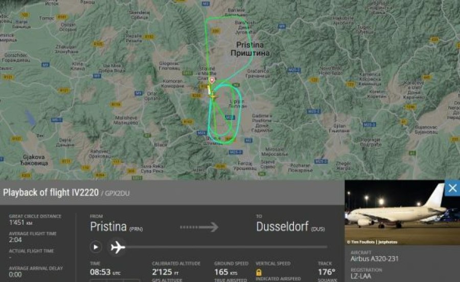 U nis drejt Dyseldorfit, pas 30 minutash fluturim, aeroplani bëri ulje emergjente në aeroportin e Prishtinës