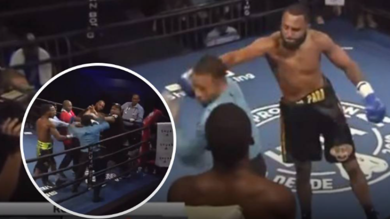 Skena kaotike në një duel boksi: Luftëtari grushton gjyqtarin, por i kthehet me të njëjtën monedhë