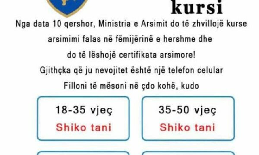 “Kurse falas”, MASHTI del me njoftim për faqet false