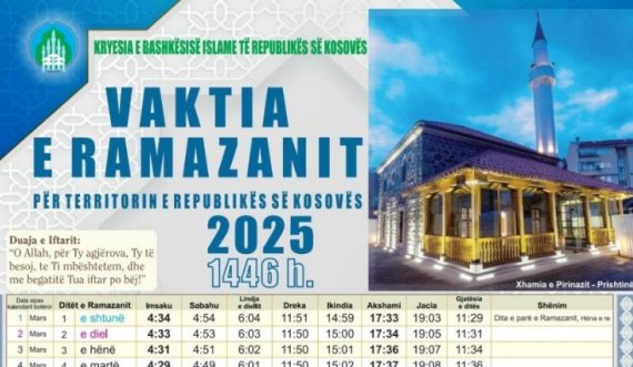 Kjo është vaktia e Ramazanit për vitin 2025